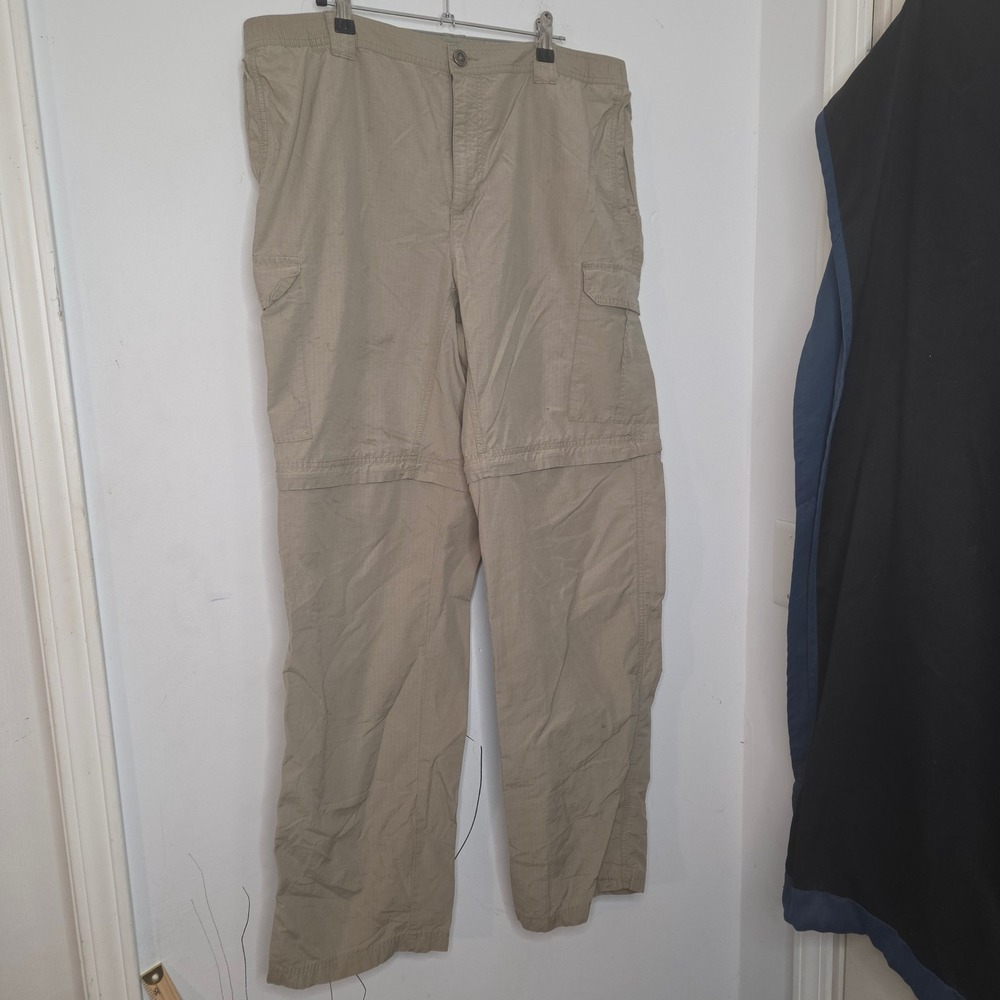 Columbia Sportswear Mens Convertible Cargo Hiking Pants Tan Ripstop Size L 32L